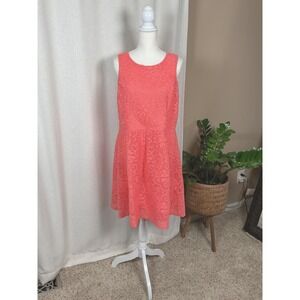 Maurices Coral‎ Pink Floral Textured Sleeveless Fit & Flare Dress